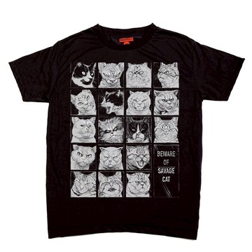 第一章短袖T卹，野貓，男，女，柔軟舒適的棉混紡T卹。