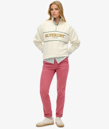 Superdry Women's Women's Mid Rise Chino Trousers Pink / Mauve Pink - Size: 26/32