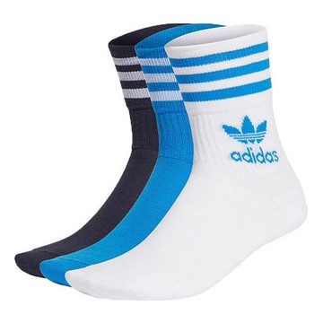 adidas originals Unisex Mid Cut Crw Socks 3 Packs White/Blue/Black