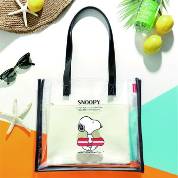 花生溜冰者史努比透明袋手提袋和單肩耐用透明袋和小袋