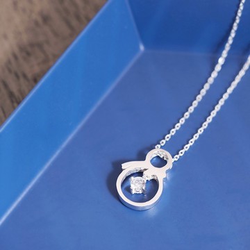 White 雪人項鍊 925 銀