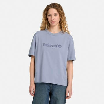 Timberland 女款灰藍色寬版短袖T恤｜A43VFB88
