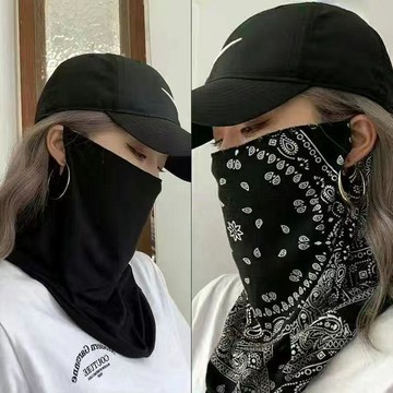 夏季新款遮陽遮臉防紫外線女防曬面紗夏日護頸一體冰絲掛耳面紗