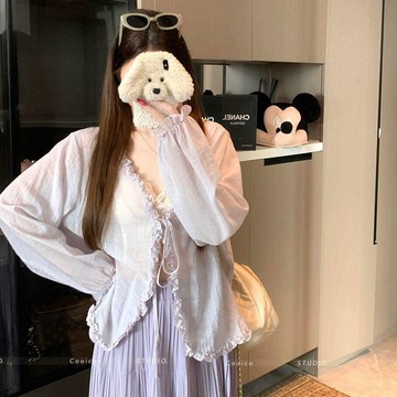 【台灣现貨】100KG大尺碼開衫 韓版百搭開衫 女生防曬服 薄款開衫外套 防曬外套 防紫外線外套 防曬服 雪紡襯衫 開衫