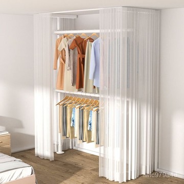 ??快速出貨?? 附發票 【免運】頂天立地簡易衣櫃家用組裝落地免打孔臥室衣帽架出租房屋布衣櫥櫃