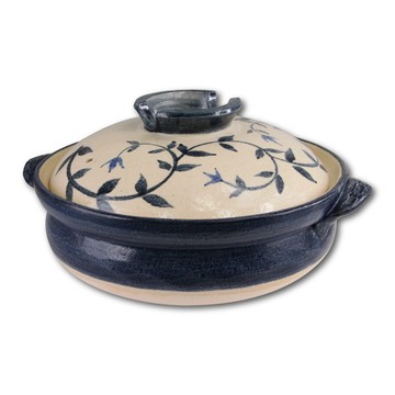 萬古燒 吳須唐草_28cm日本附蓋耐熱深砂鍋&土鍋-9號(適用4-5人)-3.4L-日本製
