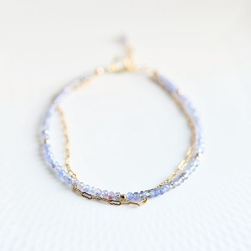 石坦桑石和波浪鏈雙手鍊 將生活引向美好的方向 十二月生日石