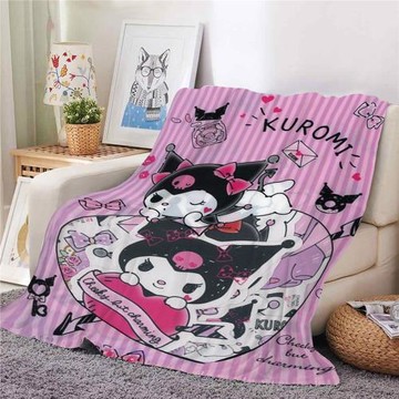 亞馬遜熱賣 三麗鷗系列印花毛絨毯成人兒童卡通庫洛米午睡毯蓋毯