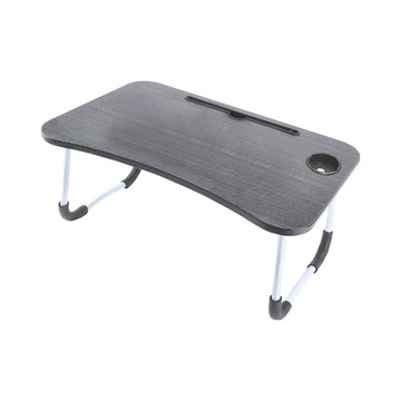 床上小桌（有洞款） 59.5*39.5 合成木/PP/金屬材質 可折疊收納 表面防水  黑木紋