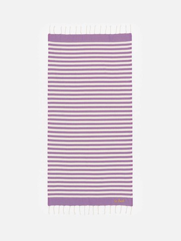 MC2 Saint Barth Cotton Beach Towel Fouta With Purple Striped Print