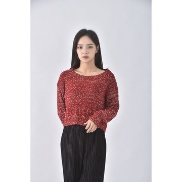 (M) cafworld修身短版落肩紅色毛衣二手衣