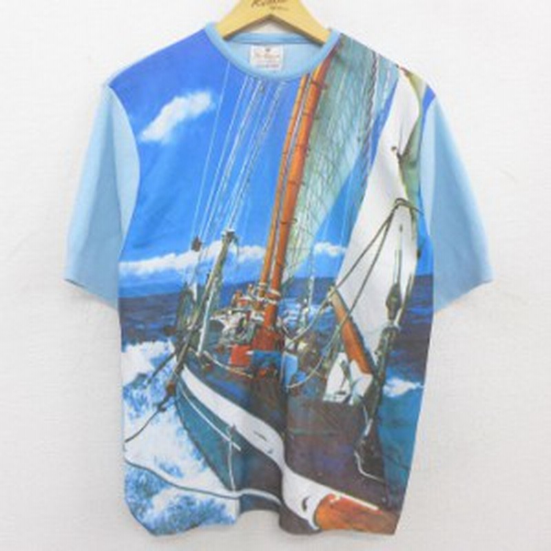 古着 半袖 スウェット メンズ 70年代 70s ヨット 全面プリント クルーネック 薄紺 ネイビー Spe Mサイズ 中古 スエット トレー 中古 古着 通販 Lineポイント最大1 0 Get Lineショッピング