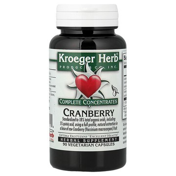 Kroeger Herb Co, 完全濃縮物，蔓越橘，90 粒素食膠囊