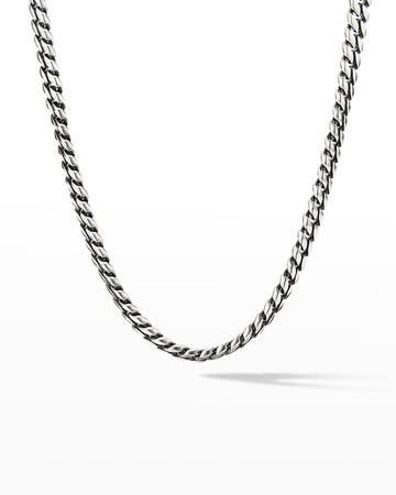 8mm Men's Curb Chain Necklace in Silver