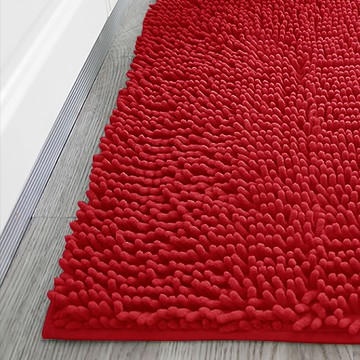 G+ 居家 雪尼爾長毛止滑墊 熱情紅 超細纖維材質 強力防滑 超吸水速乾  130 x 40cm