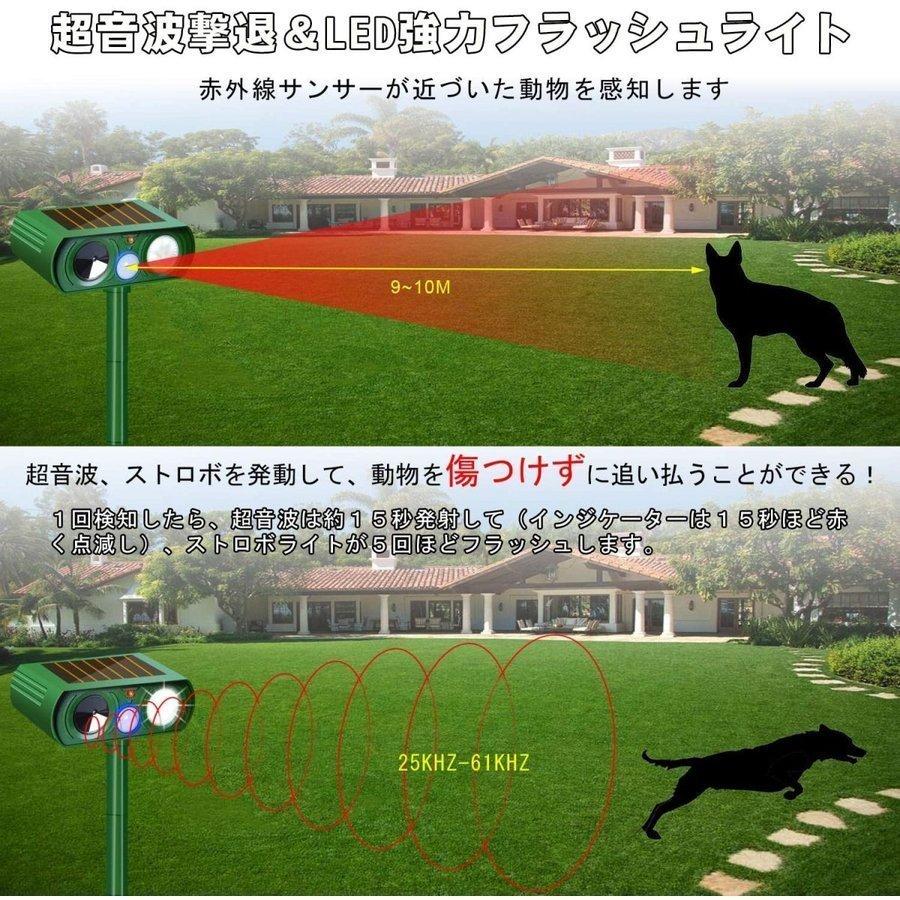 猫よけ 撃退確率アップ 超音波 ソーラー 防水 動物撃退器 害獣対策 猫よけグッズランキング 鳥よけ 犬除け イノシシよけ IPX4防水防塵 LED強力フラッシュ