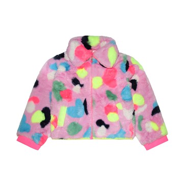 Billieblush - Multicolour Faux Fur Abstract Print Down Jacket