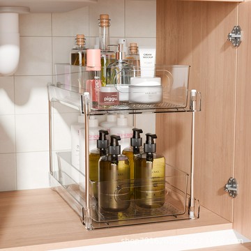 多層透明PET浴室置物架雙層多功能滑出式廚房櫥柜水槽下收納架