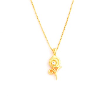 玫瑰印記 925 純銀鑲培育鑽石玫瑰花頸鏈-45CM