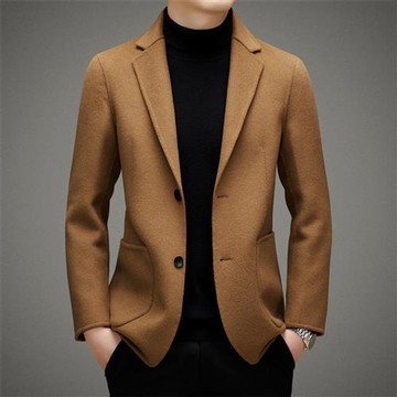 【米蘭精品】現貨+預購 頂級羊毛外套西裝外套毛呢大衣上衣外套寬鬆秋冬大碼休閒男裝-雙面短款2色74mq15