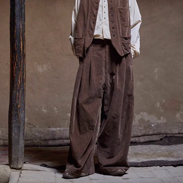 復古文青 燈芯絨褲子 舒適做舊休閒褲