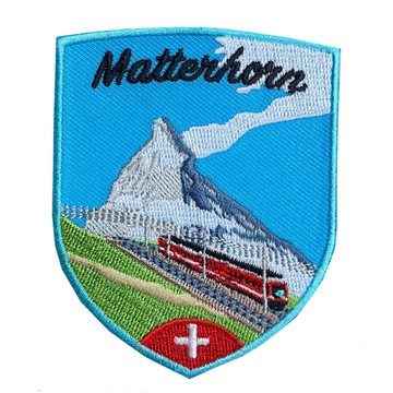 DIY刺繡徽章 瑞士 馬特洪峰 （小火車） 地標熨斗刺繡背膠補丁 袖標 布標 布貼 補丁 貼布繡 臂章 _廠商直送
