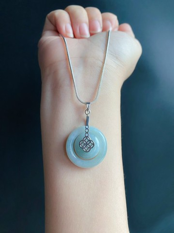 天然緬甸玉翡翠 飄花 子母扣 項鍊 禮物 jadeite 母親節禮物