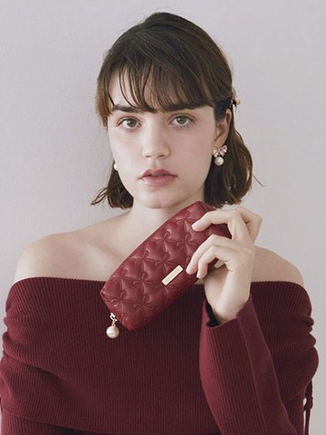 公主風蝴蝶結菱格車線長形筆袋(08001147300) - Maison de FLEUR