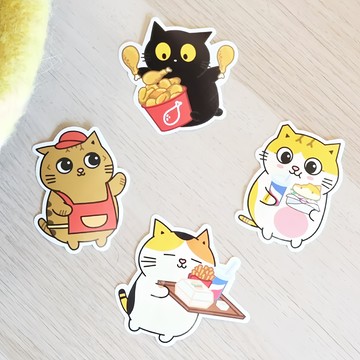 黃阿瑪的後宮生活 後宮快餐店防水貼紙包 可愛卡通造型 耐用 裝飾筆記本、手機殼  B款 多色  1組