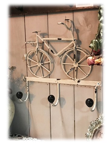 鐵質復古做舊自行車陶瓷頭掛鉤 懷舊風格1入