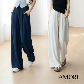 【Amore】日系萊賽爾天絲亞麻水洗闊腿褲 錐形褲 長褲