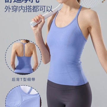 好評不斷🌟新款一體固定杯吊帶背心瑜伽跑步健身服文胸美背運動內衣帶胸墊女9TA8
