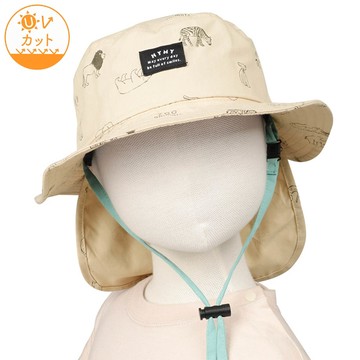 akachan honpo - 漁夫帽-動物印花-象牙白色