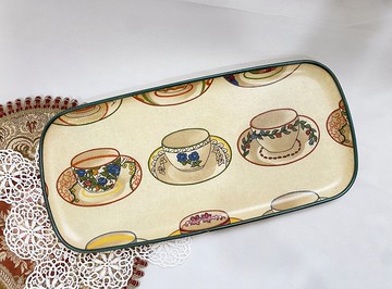 【好日戀物】英國MANOVER復古玻璃纖維製作杯子圖案托盤擺飾廚房