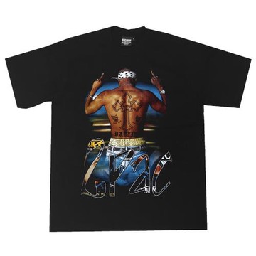 bboy寬松街頭old school重磅hiphop街舞美式小領口2pac短袖T恤