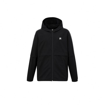 FILA 男可拆袖式防潑水平織外套-黑色 1JKA-1003-BK