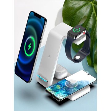 iPhone16/15/14/13/12pomax無線充電器蘋果華為三星手機通用AirPods4三合一立式多功能底座iwatchS10快充支架