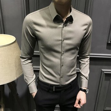 2025秋季男士帥氣襯衫韓版修身新款高級長袖襯衣男休閑百搭上衣潮