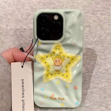 可愛星星人適用蘋果17Promax手機殼iPhone16Plus軟殼15隕石紋理14大孔13波浪紋12趣味11保護殼