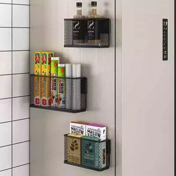 🔥【新品上新】🔥冰箱側收納籃 磁吸置物架 廚房磁吸收納架 縫隙磁鐵置物籃 洗衣機磁吸式收納架 廚房側吸收納側掛架