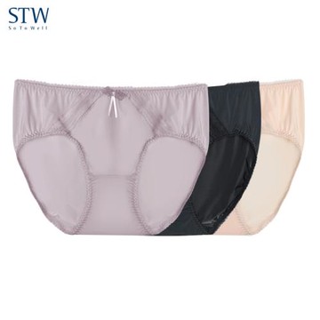 STW奢品女士內褲無痕中腰性感蕾絲三角褲超薄冰絲純棉襠短褲頭薄
