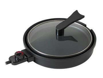 日本 YAMAZEN 山善 YHL-S100 圓形 烤盤 不沾烤盤 80~230℃ 控溫 保溫 附玻璃蓋