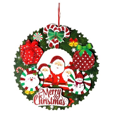 FANCY LIFE 聖誕花環掛飾  三個老人  1個  35 x 35cm