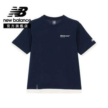 【New Balance】疊穿假二件短袖上衣_男性_藍色_MT62621XNNY 版型正常
