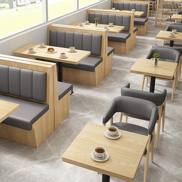 西餐廳靠墻卡座沙發商用定制燒烤店簡約桌椅組合咖啡奶茶店洽談桌 8143