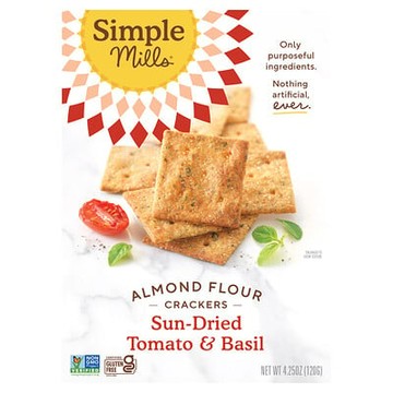 Simple Mills, 天然無麩質，杏仁粉餅乾，番茄羅勒乾，4.25盎司（120克）