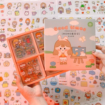 小清新100張手賬貼紙套裝不重復可愛少女卡通裝飾小圖案素材ins風套裝防水卡通兒童手機水杯貼紙手賬本小貼畫