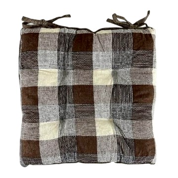 熊圓 亞麻格紋坐墊 暖咖  43 x 43cm