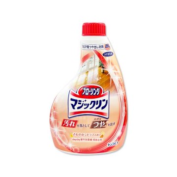 日本KAO花王-地板去污拋光中性清潔劑補充瓶400ml/瓶-柑橘香(免水洗速乾去垢,芳香消臭除塵)