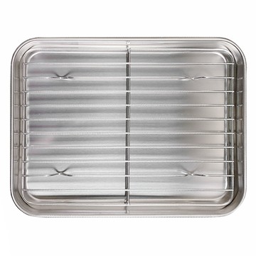 milomix 美樂美事 304油切盤組 M  油切盤 + 網架  23.8 x 17.7 x 2.6cm  1個